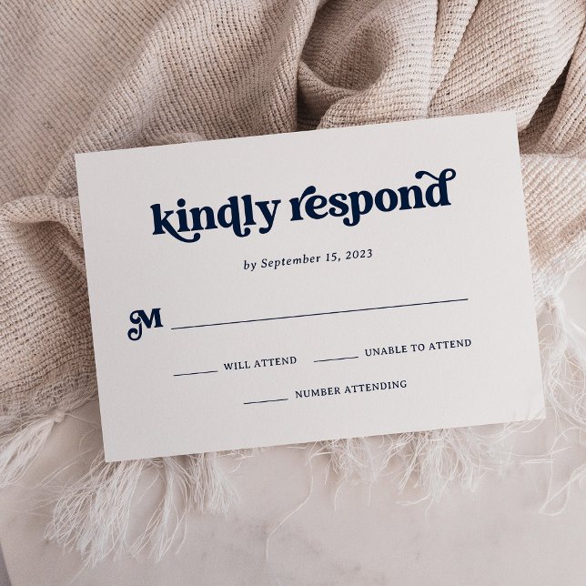 Cartons Réponse Boho et rétro bleu marine foncé et blanc (Créateur téléchargé)