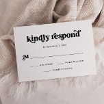 Cartons Réponse Boho et Retro noir et blanc<br><div class="desc">Cette carte de réponse rsvp simple et boho,  noir et blanc présente une typographie noire sur un arrière - plan blanc. Il se coordonne parfaitement avec notre boho retro douche nuptiale,  douche couple,  bat mitzvah ou bar mitzvah invitations.</div>