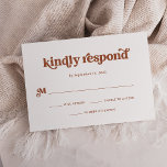 Cartons Réponse Boho et Rétro Terracotta et Blanc<br><div class="desc">Cette carte de réponse rsvp simple et boho présente des caractères en terre cuite,  typographie rétro sur un arrière - plan blanc. Il se coordonne parfaitement avec notre boho retro douche nuptiale,  douche couple,  bat mitzvah ou bar mitzvah invitations.</div>