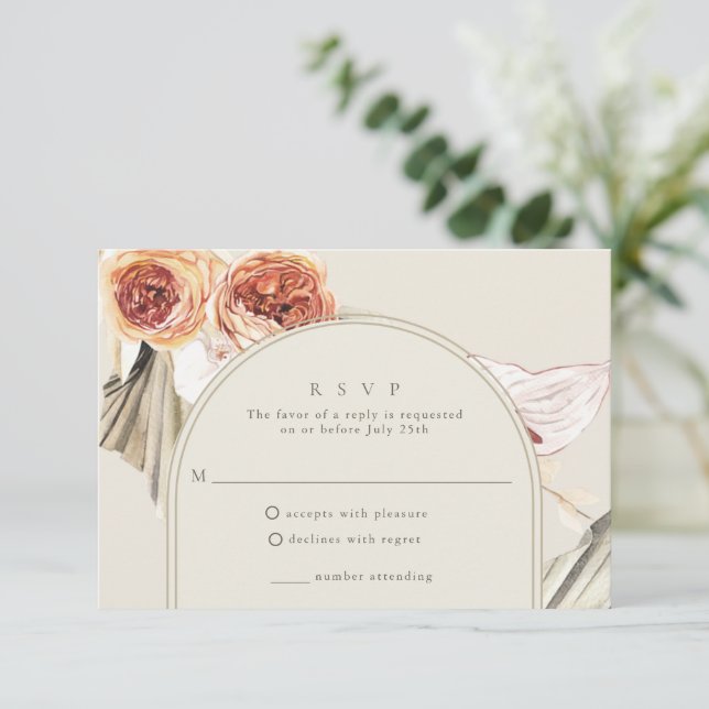 Cartons Réponse Boho Fall Floral Mariage (Debout devant)