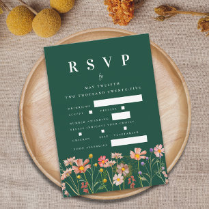 Cartons Réponse Boho Fleur sauvage Floral Options de repas Mariage