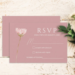 Cartons Réponse Boho Fleur sauvage simple Dusty Rose Wedding RSV