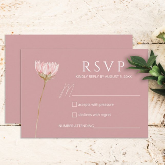 Cartons Réponse Boho Fleur sauvage simple | Dusty Rose Wedding RSV (Créateur téléchargé)