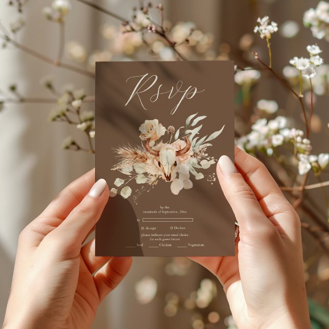 Cartons Réponse Boho Floral Mariage occidental (Créateur téléchargé)