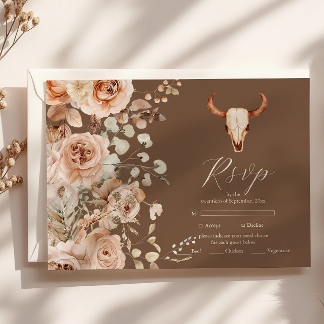 Cartons Réponse Boho Floral Mariage occidental (Créateur téléchargé)