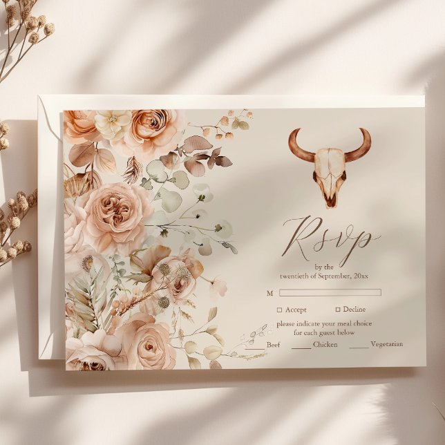 Cartons Réponse Boho Floral Mariage occidental (Créateur téléchargé)