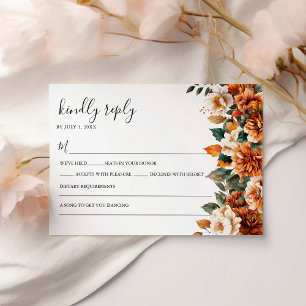 Cartons Réponse Boho Floral Terracotta Aquarelle Mariage