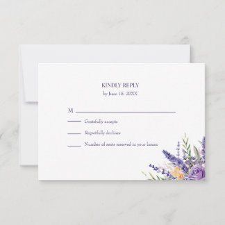 Cartons Réponse Boho Lavender Watercolor Wildflower Wedding