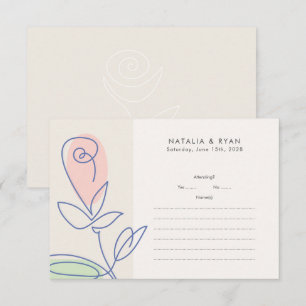 Cartons Réponse Boho minimaliste Mariage floral de printemps