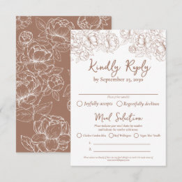 Cartons Réponse Boho Mocha Mousse moderne Mariage options de repas
