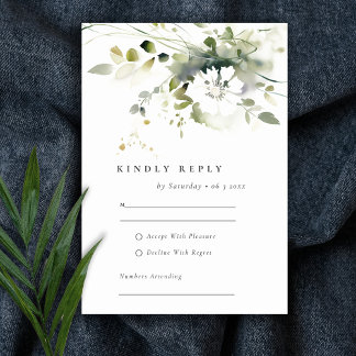 Cartons Réponse Boho moderne Abstrait vert blanc Mariage floral