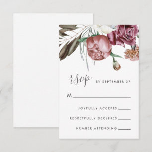 Cartons Réponse Boho Neutre Floral Moderne Mariage Script