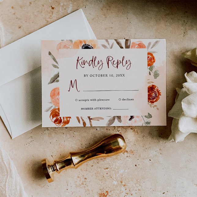 Cartons Réponse Boho orange rustique | Mariage d'aquarelle (Créateur téléchargé)