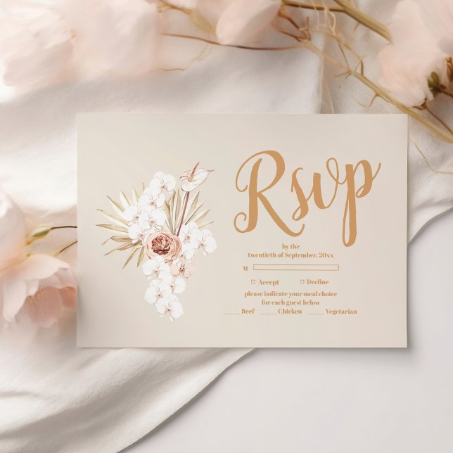 Cartons Réponse Boho Pampass Mariage floral (Créateur téléchargé)