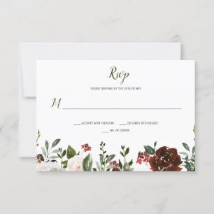 Cartons Réponse Boho Rustique Aquarelle Florale Basse Bordure