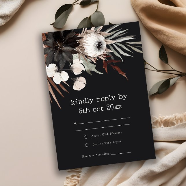 Cartons Réponse Boho Rustique rouille gothique Mariage botanique n (Créateur téléchargé)