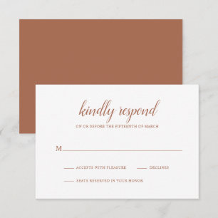 Cartons Réponse Boho simple Burange rouille Orange Mariage en terr
