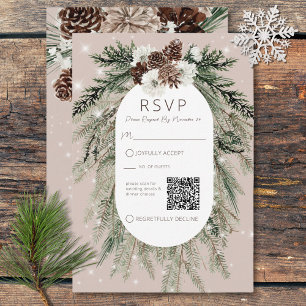 Cartons Réponse Boho Tan Pine Winter Sparkle QR Code