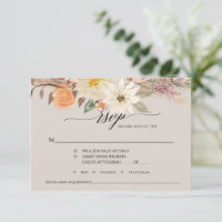 BOHO Taupe Terre Floral Automnal Herbe de Pampas M