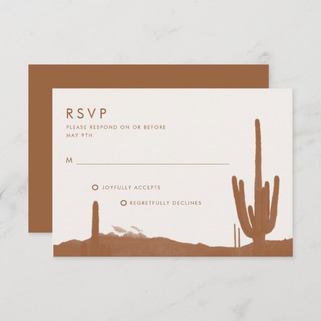 Cartons Réponse Boho Terracotta Cactus Desert Wedding (Devant / Derrière)