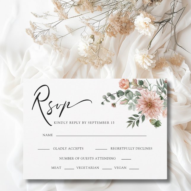 Cartons Réponse Boho Terracotta Floral Mariage de automne (Boho Terracotta Floral Fall Wedding RSVP Enclosure Card)