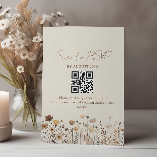 Cartons Réponse Boho Terracotta Mariage QR Code (Créateur téléchargé)