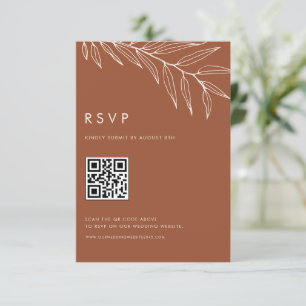 Cartons Réponse Boho Terracotta Minimalist Foliage Mariage QR Code
