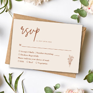 Cartons Réponse Boho Terracotta Orange Brûlé Mariage Rustique