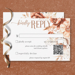 Cartons Réponse Boho Terracotta Pêche & Crème Floral Code QR