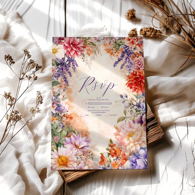 Cartons Réponse Boho Victorian Royal Floral Mariage (Créateur téléchargé)