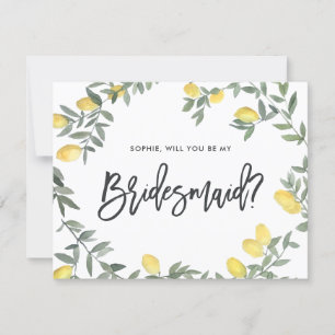Cartons Réponse Boho Watercolor Lemon Wreath Be My Brim Card