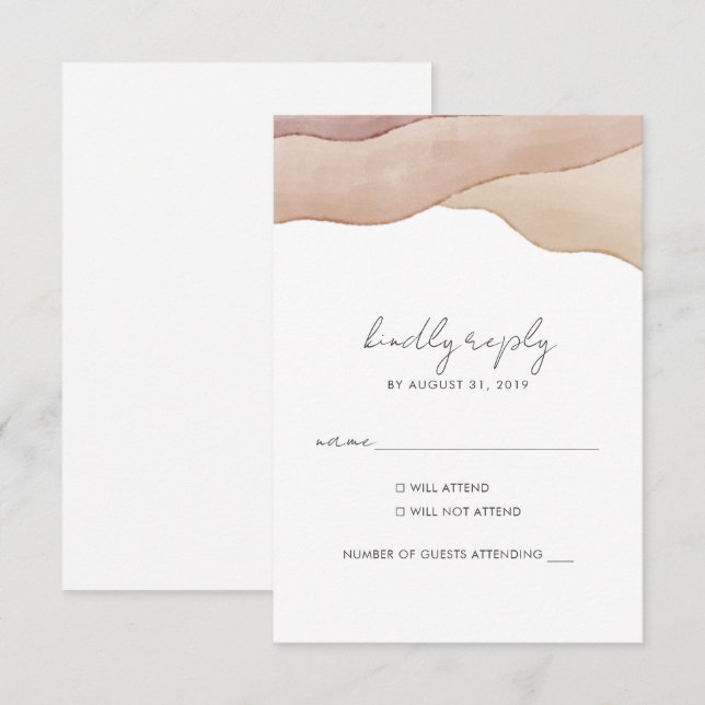 Cartons Réponse Boho Watercolor Mariage Abstrait (Devant / Derrière)