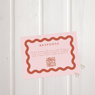 Cartons Réponse Boho Wavy Terracotta & Blush Mariage QR Code