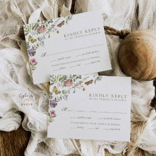 Cartons Réponse Boho Woodland Boho Vintage Fleur sauvage Mariage