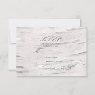 Cartons Réponse Bois de bouleau blanc Mariage rustique à la grange