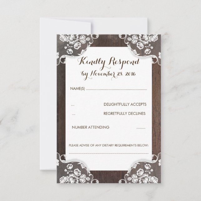 Cartons Réponse Bois d'haleine rustique pour bébé et mariage dente (Devant)