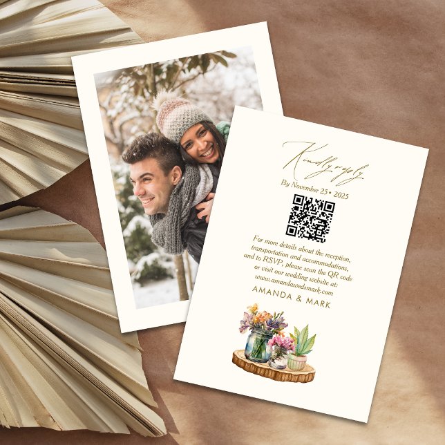 Cartons Réponse Bois fleur sauvage Mason Jars Boho Bohemian Wed RS (Créateur téléchargé)