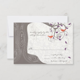Cartons Réponse Bois flotté Arbre Tourbillon Oiseaux Amour Mariage