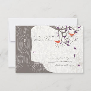Cartons Réponse Bois flotté Arbre Tourbillon Oiseaux Amour Mariage