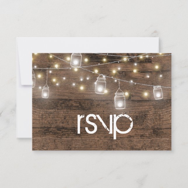 Cartons Réponse Boîtier rustique Mason Jars & String Lights (Devant)