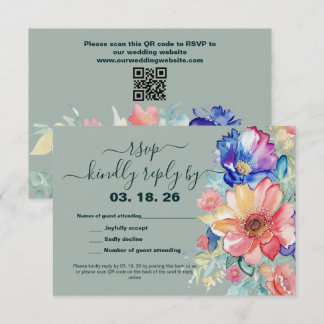 Cartons Réponse Bold Floral Eucalyptus Green Wedding