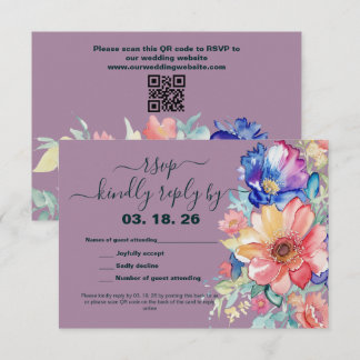 Cartons Réponse Bold Floral Magenta Wedding