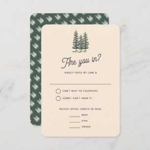 Cartons Réponse Bold Retro Green Mountain Forest Mariage
