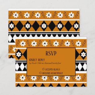 Cartons Réponse Bordure Fleur Diamant Boho Motif Floral
