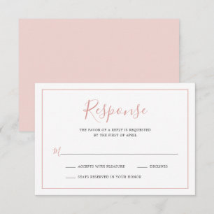 Cartons Réponse Bordure rose pâle simple Mariage élégant
