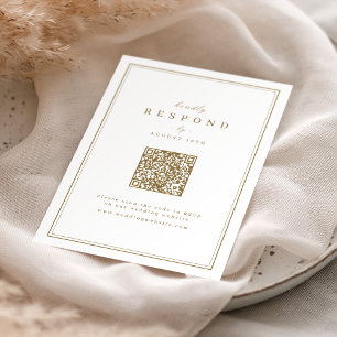 Cartons Réponse Bordures élégantes classe or QR code mariage