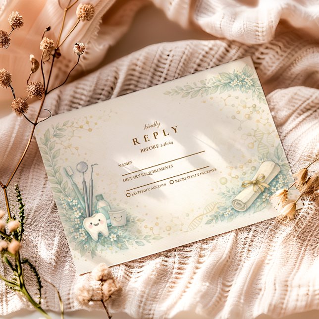 Cartons Réponse Botanical White Coat Dentist Graduation (Créateur téléchargé)