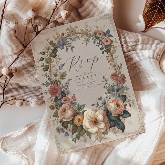 Cartons Réponse Botanique Bliss Fleur sauvage Art Nouveau Mariage (Créateur téléchargé)