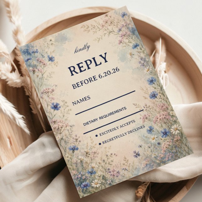Cartons Réponse Botanique de Fleur Sauvage Vintage (Créateur téléchargé)