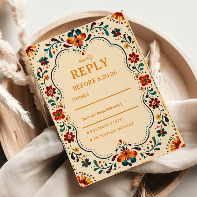 Cartons Réponse Botanique Mexicaine Folklorique Colorée (Créateur téléchargé)